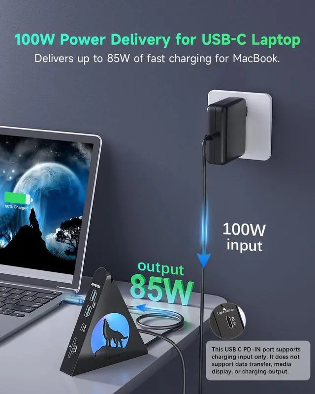 Alt view image 3 of 5 - Black 1.6ft 8-in-1 USB-C HDMI Hub + 8cm USB-C SD Card Reader Bundle
