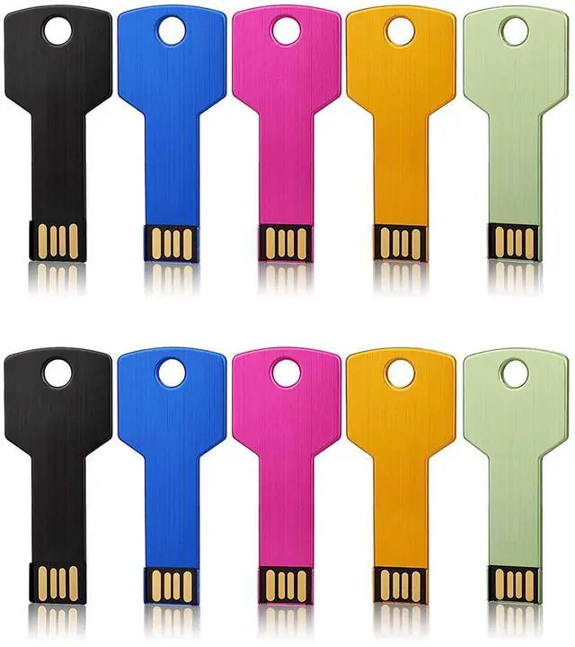 Main image of JUANWE USB 8GB Flash Drive 10 Pack Waterproof USB Key Jump Drive Cute Flash Drive 2.0 Portable Metal Memory Stick Zip Drive Pendrive Black, Blue, Pink, Gold, Green