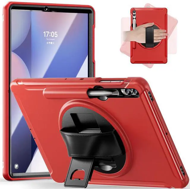 Main image of Junfire Protective Case for Galaxy Tab S10 Plus 12.4 inch 2024, Shockproof Samsung Tab S9FE+/S9+/S8Plus/S7FE/S7Plus Case with 360degRotating Kickstand/Hand Strap/Stylus Holder-Red