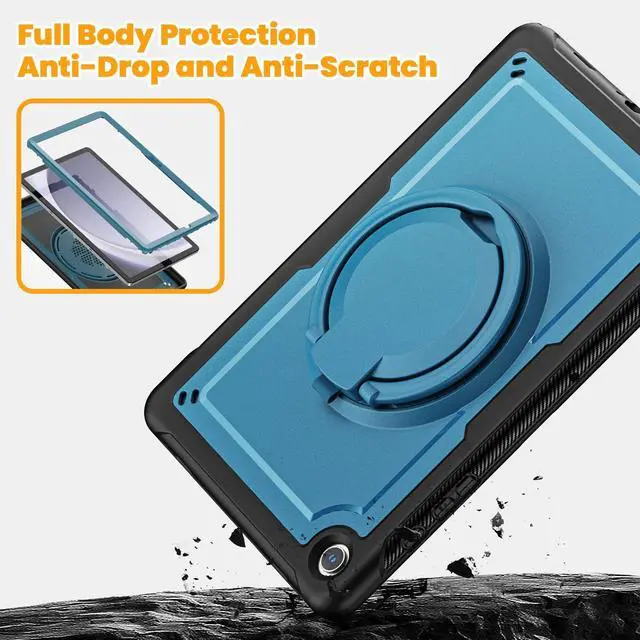 Alt view image 3 of 5 - KAIJIAbox Case for Samsung Galaxy Tab A9 Plus/A9+ 11 Inch 2023,Lightweight Shockproof Case,360deg Rotating Handle Stand,Adjustable Shoulder Strap&Pencil Holder(Dark Blue)