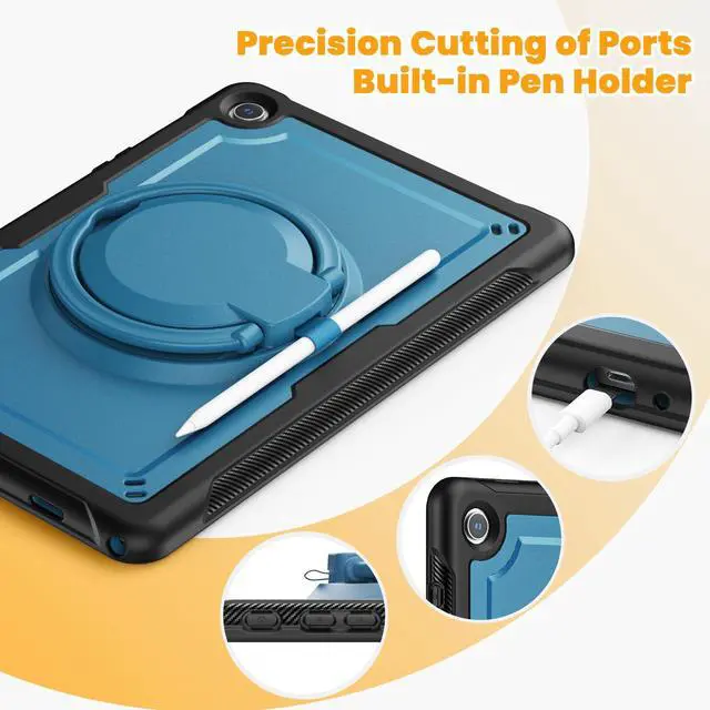 Alt view image 5 of 5 - KAIJIAbox Case for Samsung Galaxy Tab A9 Plus/A9+ 11 Inch 2023,Lightweight Shockproof Case,360deg Rotating Handle Stand,Adjustable Shoulder Strap&Pencil Holder(Dark Blue)
