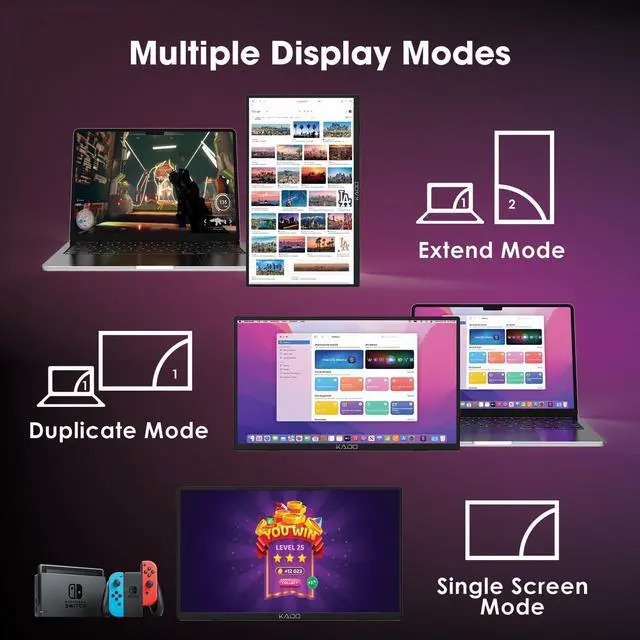 Alt view image 4 of 5 - Kado 15.6'' FHD 1080p Ultra-Slim Laptop Monitor 1920x1080, IPS Second Display 180deg Kickstand Protective Case Sleeve, Screen Extender for PC, Mac, Phone, Xbox, PS5, USB-C & HDMI Connectivity