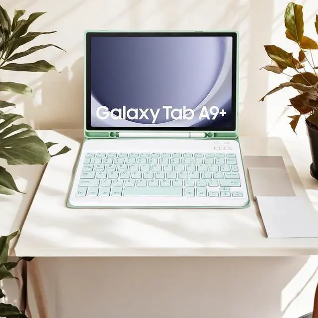 Alt view image 4 of 5 - Slim Candy Colors Keyboard Case Compatible with Samsung Galaxy Tab A9 Plus 11 Inch 2023 Model (SM-X210/X216/X218) with S Pen Holder, Mutil Angles Stand Cover Detachable Wireless Keyboard (Mint)