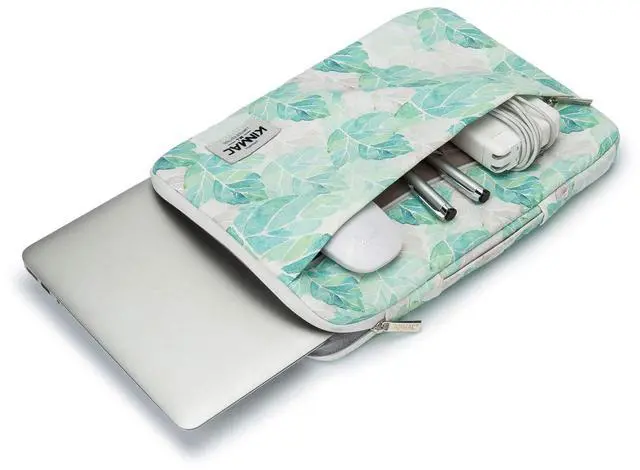 Alt view image 3 of 5 - Kinmac 360° Protective Laptop Sleeve Case Bag Cover with Handle for MacBook Pro 16 inch,16 inch HP,Lenovo,Dell,ASUS,Acer Ultrabook and Business Laptop (Green Leaf)