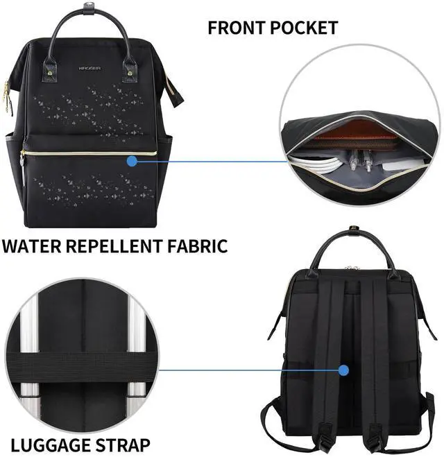 Alt view image 5 of 5 - KROSER Laptop Backpack 17" Stylish Backpack Water Repellent College Casual Daypack with USB Port Travel Business Work Bag for Men/Women-Black