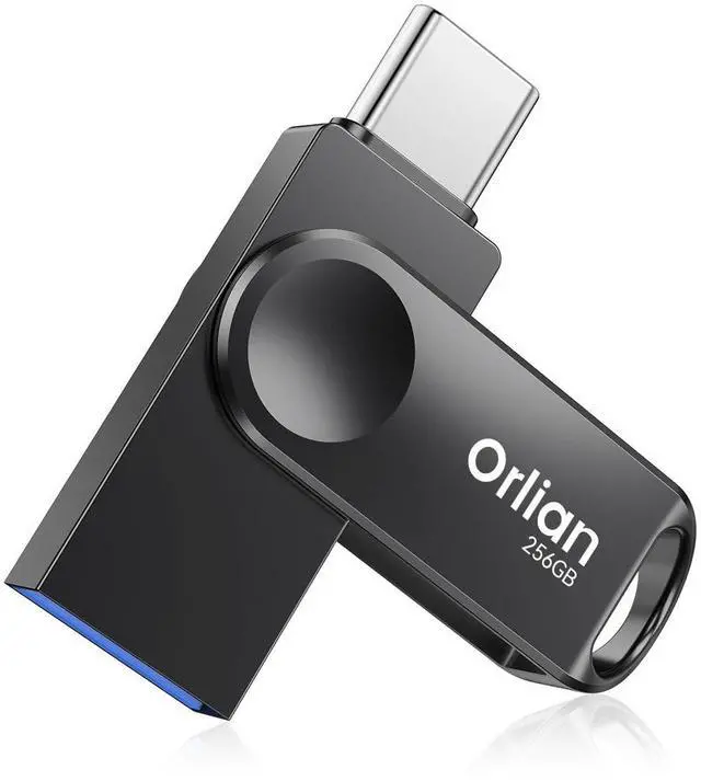 Main image of Orlian 256GB USB-C & USB-A Dual Flash Drive, Waterproof, Metal, Slim Thumb Drive, OTG for PC, Smartphone, Tablet