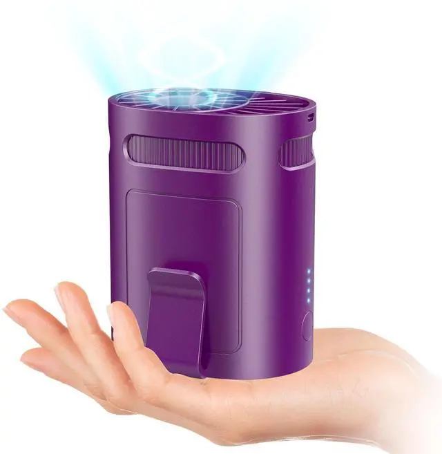 Main image of KJXIC Clip On Fan for Shirt Belt Pants-Mini Lightweight Portable Waist Fan Rechargeable Battery Powered,Hands Free Belt Loop Tshirt Hip Poctet Hard Hat Body Cooler Travel Camping Sports Deep Purple