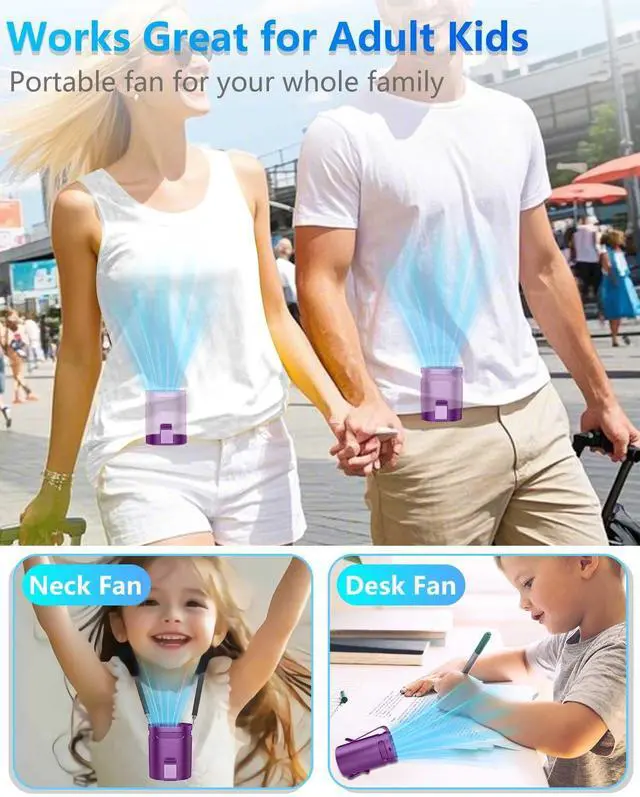 Alt view image 5 of 5 - KJXIC Clip On Fan for Shirt Belt Pants-Mini Lightweight Portable Waist Fan Rechargeable Battery Powered,Hands Free Belt Loop Tshirt Hip Poctet Hard Hat Body Cooler Travel Camping Sports Deep Purple