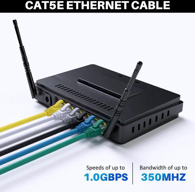 Alt view image 5 of 5 - Cat5e Ethernet Cable 300 FT, Long Cat 5e Internet Cable, Grey Snagless Patch Cord, Flexible, Network, LAN, PoE, Standard RJ45 Connector for PC, Server, Router, Modem, TV, PS5 - with 15 Cable Ties