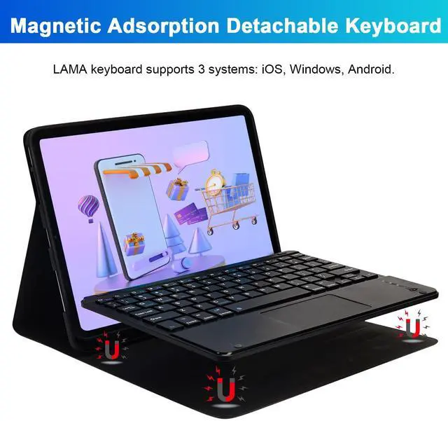 Alt view image 2 of 5 - LAMA Touchpad Keyboard Case for iPad Air 11 inch 2025 7th/2024 6th & 10.9 -inch iPad Air 4th/5th Generation, Folio Keyboard Cover with Pencil Holder for 11 inch iPad Pro (4th/3rd/2nd/1st Gen), Black
