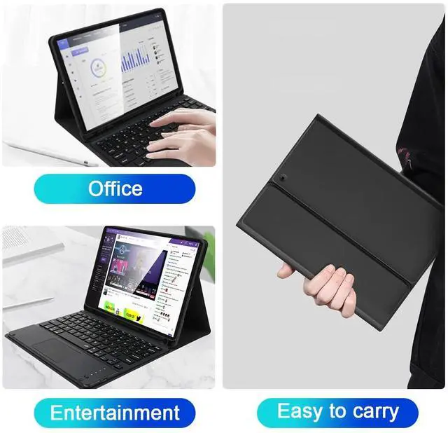 Alt view image 3 of 5 - LAMA Touchpad Keyboard Case for iPad Air 11 inch 2025 7th/2024 6th & 10.9 -inch iPad Air 4th/5th Generation, Folio Keyboard Cover with Pencil Holder for 11 inch iPad Pro (4th/3rd/2nd/1st Gen), Black