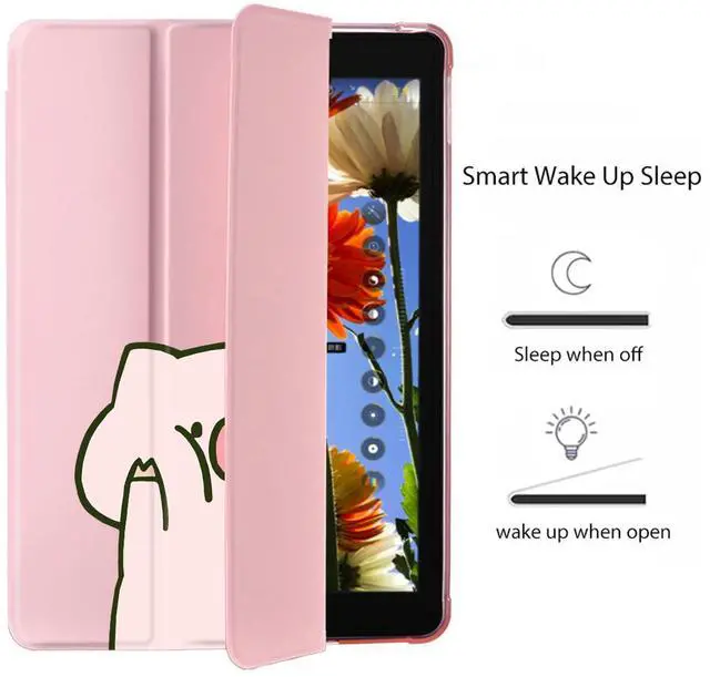 Alt view image 3 of 5 - Cute Cartoon Pig for iPad Air5/Air4 Case with Pencil Holder, Auto Sleep/Wake, Pink Leather Soft TPU Back Cover for iPad 10.9 Inch 2022/2020