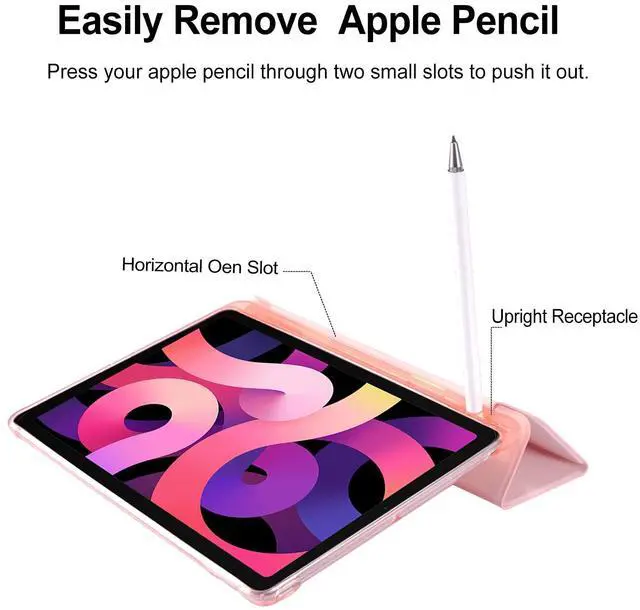 Alt view image 5 of 5 - Cute Cartoon Pig for iPad Air5/Air4 Case with Pencil Holder, Auto Sleep/Wake, Pink Leather Soft TPU Back Cover for iPad 10.9 Inch 2022/2020