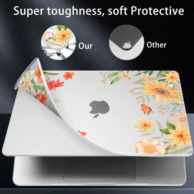 Alt view image 4 of 5 - Lepeoac for MacBook Air 15 inch Case 2023 2024 2025 Release A3241 M4 A3114 M3 A2941 M2 with Liquid Retina Display & Touch ID, Hard Shell with Screen Protector & Webcam Cover, Spring Flowers