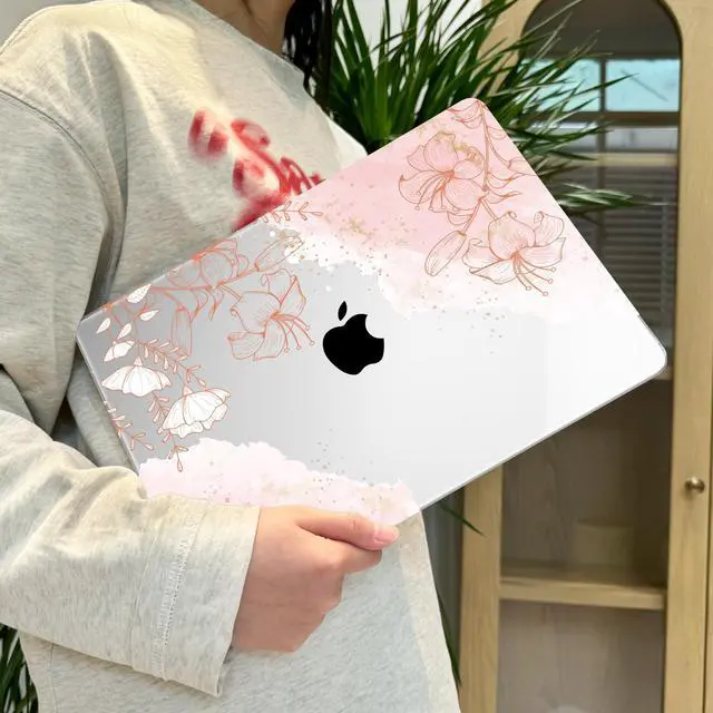 Alt view image 4 of 5 - Lepeoac for MacBook Air 13.6 inch Case M4 M3 M2 2025 2024-2022 Release Model A3240 A3113 A2681, Sturdy Plastic Hard Shell Case for MacBook Air M2 13 inch with Touch ID, Watercolor Floral