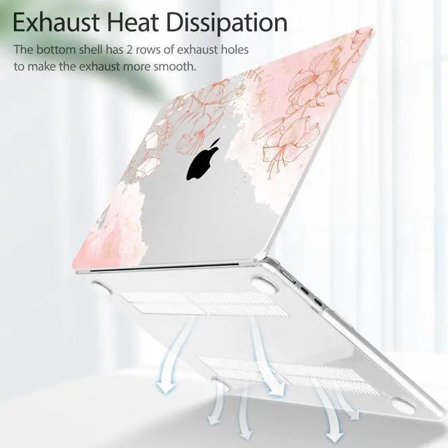 Alt view image 5 of 5 - Lepeoac for MacBook Air 13.6 inch Case M4 M3 M2 2025 2024-2022 Release Model A3240 A3113 A2681, Sturdy Plastic Hard Shell Case for MacBook Air M2 13 inch with Touch ID, Watercolor Floral