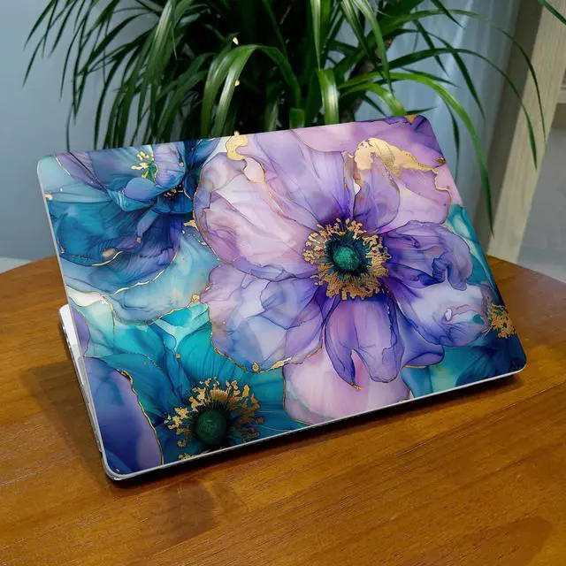 Alt view image 4 of 5 - Lepeoac Case for MacBook Air 15 Inch 2025 2024 2023 Release M4 A3241 M3 A3114 M2 A2941, Hard Shell with Screen Protector & Keyboard Cover, Compatible with Touch ID, Fluid Art Flowers