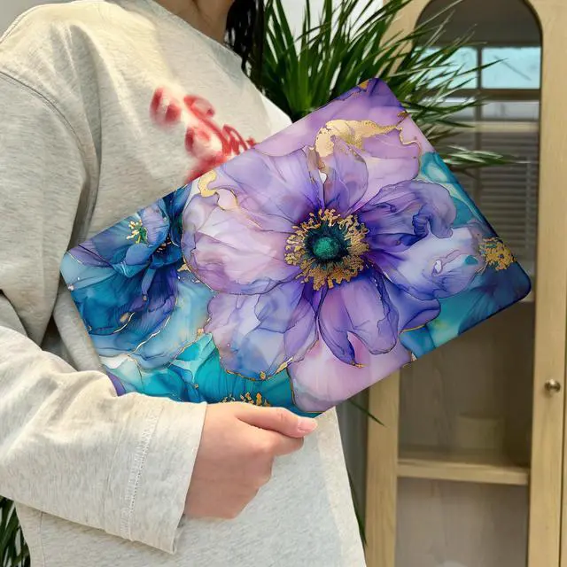 Alt view image 5 of 5 - Lepeoac Case for MacBook Air 15 Inch 2025 2024 2023 Release M4 A3241 M3 A3114 M2 A2941, Hard Shell with Screen Protector & Keyboard Cover, Compatible with Touch ID, Fluid Art Flowers