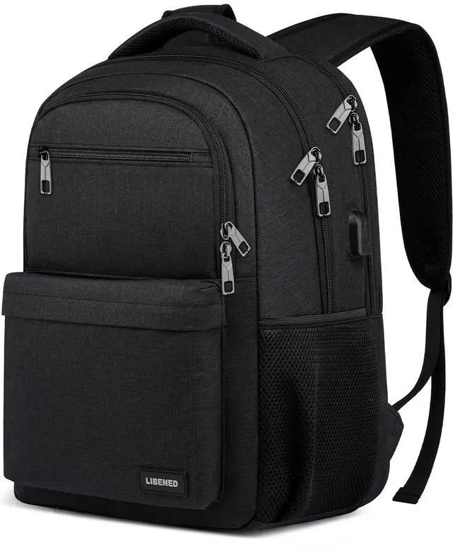 Main image of LIBENED Backpack for Men, School Backpack for Teen Boys,15.6 inch Laptop Back Pack for High School and College Students with USB Charging Port, Computer Bookbag, Black