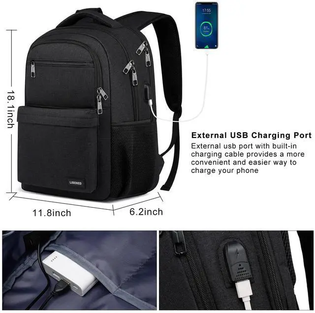Alt view image 4 of 5 - LIBENED Backpack for Men, School Backpack for Teen Boys,15.6 inch Laptop Back Pack for High School and College Students with USB Charging Port, Computer Bookbag, Black