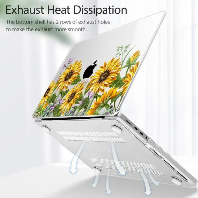 Alt view image 5 of 5 - Lepeoac for MacBook Pro 16 inch Case 2021 2022 2023 2024 Release A3186 A3403 M4 A2991 M3 A2780 M2 A2485 M1 Pro/Max, Hard Shell Case with Screen Protector & Keyboard Cover, Sunflowers