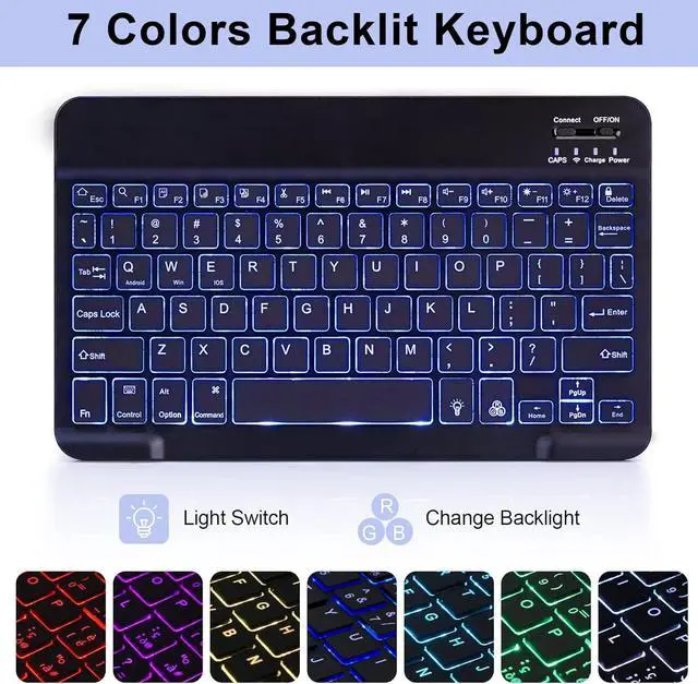 Alt view image 4 of 5 - Tab S6 Lite Keyboard Case with Backlit Magnetic Detachable Keyboard, PU Leather Cover w/S Pen Slot, Multi-Angle Stand, Spill-Resistant & Ergonomic Design for Productivity & Portability (Black)