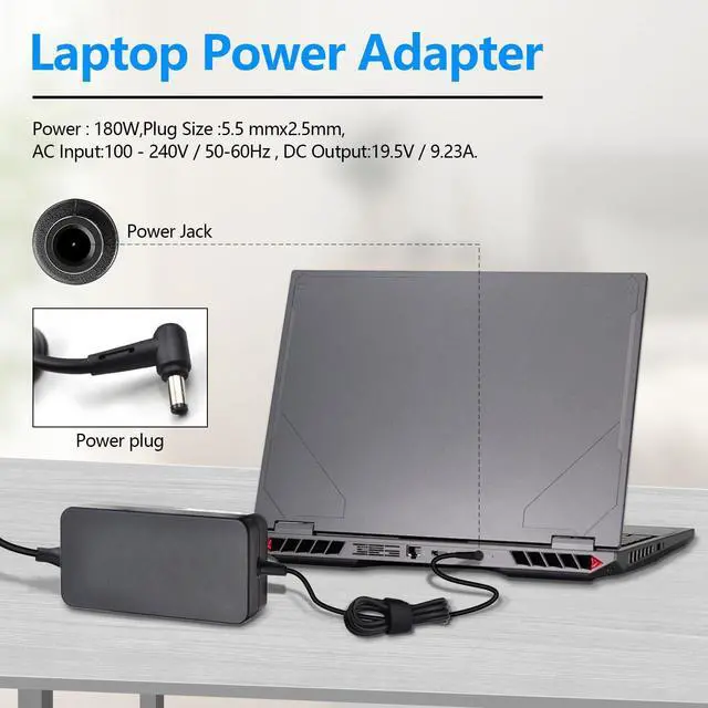Alt view image 5 of 5 - 180W 19.5V 9.23A Laptop Charger ADP-180MB F Fit for Asus ROG G750JM G751JM G750JS G75VW G75VX GL502VT G750JW G750JM G750JX G751JL FX502VM FX702VM G-Series Gaming Laptop AC Adapter with Power Cord
