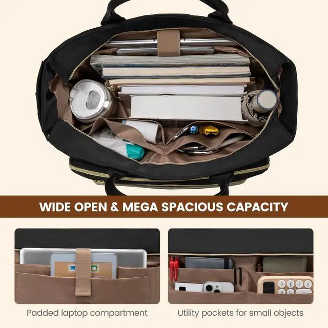 Alt view image 5 of 5 - LOVEVOOK Laptop Tote Bag for Women, Work Bags Computer Laptop Bag, Teacher Tote Bag, Professional Briefcase Business Large Purses Handbag, Black, 17 Inch