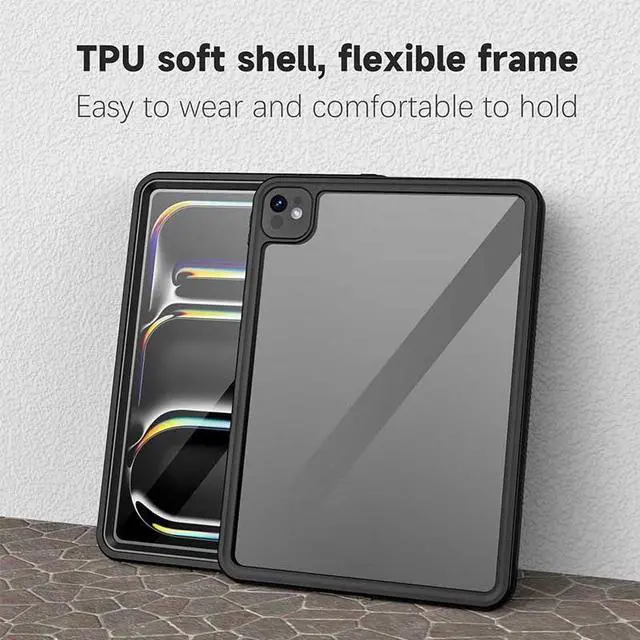 Alt view image 4 of 5 - for iPad Pro 11 Inch Case 2024 M4 5th Generation IP68 Waterproof Clear Rugged with Lanyard Screen Protection Armor Full-Body Cover Dustproof Underwater Diving for iPad Pro 2024 11 Inch