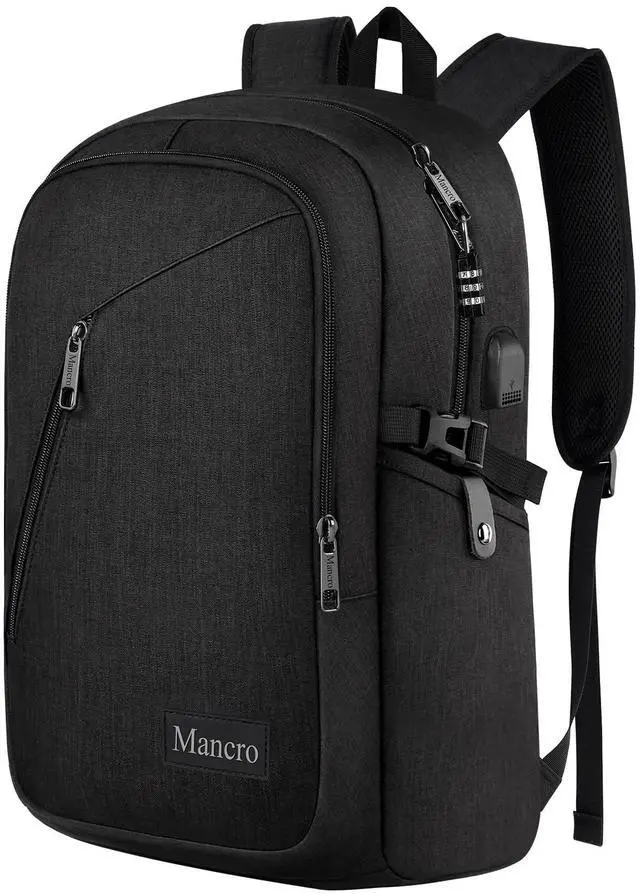 Main image of Mancro Laptop Backpack for Travel 17.3 in Anti-Theft Business Backpack Large Travel Computer Bag Daypack Work College Bookbag for Men Women, Black