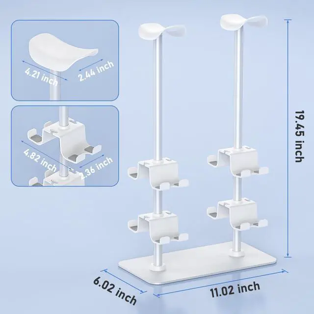 Alt view image 5 of 5 - MANMUVIMO Headset Controller Stand for 2 Headset and 8 Controller, Headphone Stand Gaming Controller Holder for PS5 Switch Xbox Airpods Beats Bose, Gaming Room Accessories, Gamer Gifts for Men (White)