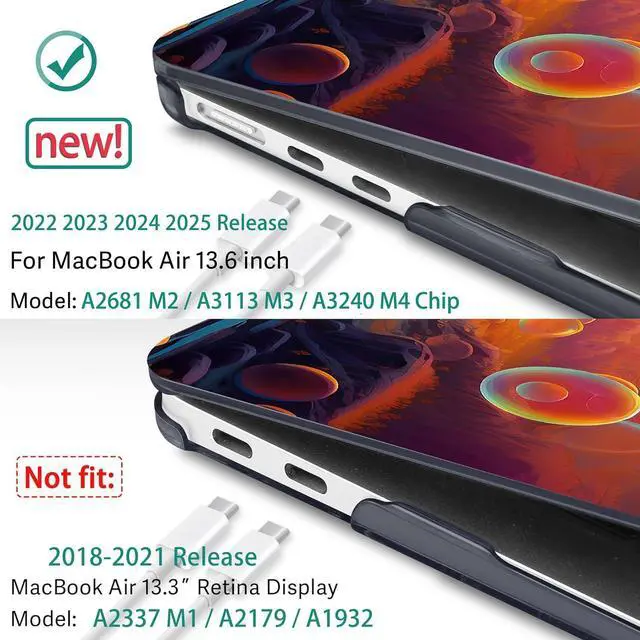 Alt view image 3 of 5 - May Chen for M4 MacBook Air 13.6 Inch Case 2025 2024 2023 2022 Release Models: A3240 A3113 M3 A2681 M2, Plastic Hard Shell Case for MacBook Air 13.6" with Retina Display Fits Touch ID, Astronaut S929