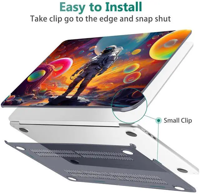 Alt view image 5 of 5 - May Chen for M4 MacBook Air 13.6 Inch Case 2025 2024 2023 2022 Release Models: A3240 A3113 M3 A2681 M2, Plastic Hard Shell Case for MacBook Air 13.6" with Retina Display Fits Touch ID, Astronaut S929