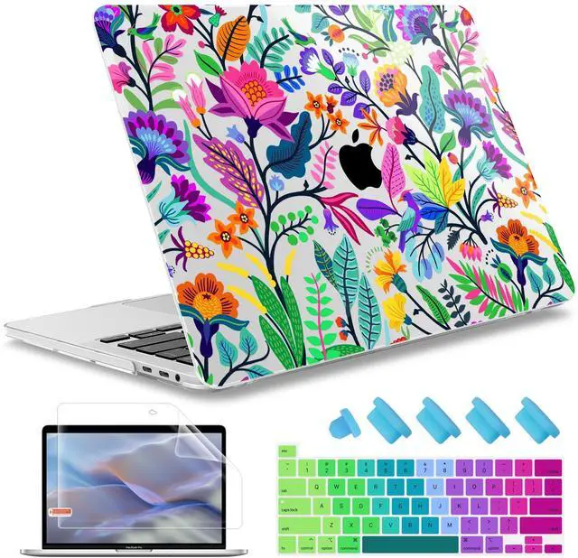 Main image of May Chen for MacBook Pro 16 inch A2141 2020 2019, Plastic Pattern Hard Shell Case Screen Protector & Keyboard Cover for MacBook Pro 16-inch, Colorful Flowers and Tropic Leaves