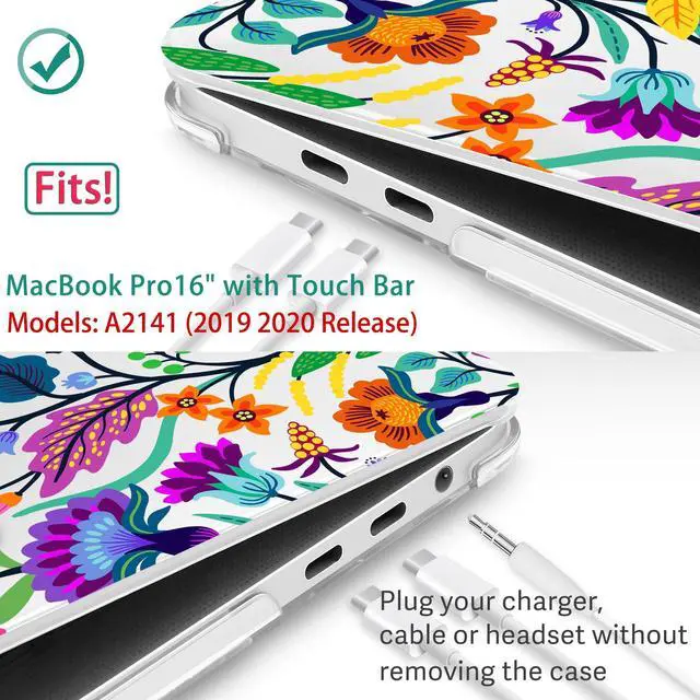Alt view image 2 of 5 - May Chen for MacBook Pro 16 inch A2141 2020 2019, Plastic Pattern Hard Shell Case Screen Protector & Keyboard Cover for MacBook Pro 16-inch, Colorful Flowers and Tropic Leaves