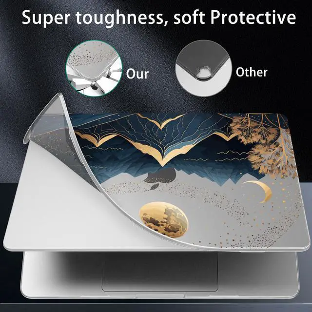 Alt view image 5 of 5 - May Chen for MacBook Air M4 M3 M2 13.6 inch Case 2025 2024 2023 2022 Release, Models: A3240 A3113 A2681, Flexible Plastic Case for M4 13.6" Laptop, Hard Shell with Keyboard Cover, Dream Art Mountain