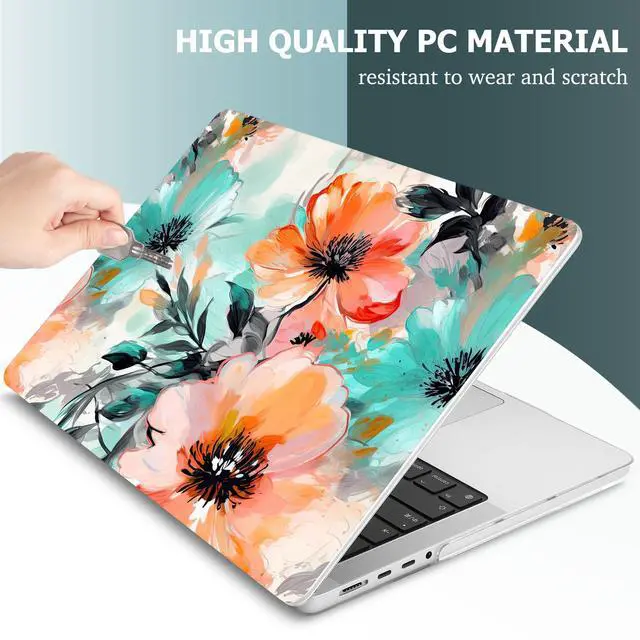 Alt view image 3 of 5 - May Chen Case for M4 MacBook Pro 16 inch A3403 Max A3186, M3 A2991 M2 A2780 M1 A2485 Pro Max 2024 2023 2022 2021 Release, Plastic Hard Shell Case with Screen Pretector&Keyboard Cover, Floral Water