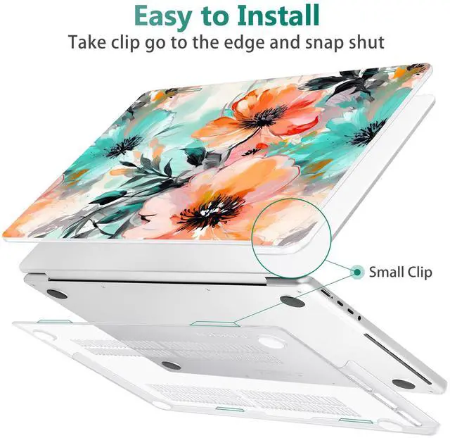 Alt view image 4 of 5 - May Chen Case for M4 MacBook Pro 16 inch A3403 Max A3186, M3 A2991 M2 A2780 M1 A2485 Pro Max 2024 2023 2022 2021 Release, Plastic Hard Shell Case with Screen Pretector&Keyboard Cover, Floral Water