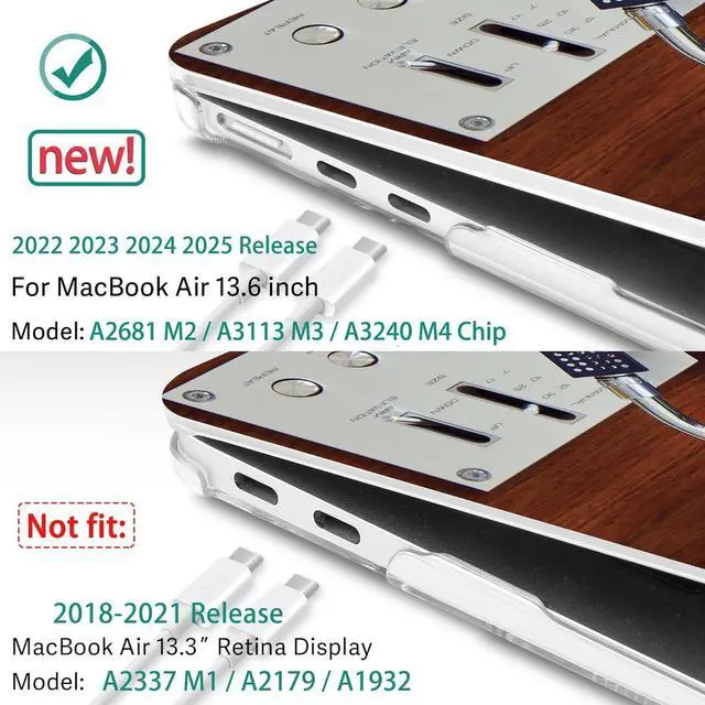 Alt view image 3 of 5 - May Chen for MacBook Air 13.6 Inch Case 2025 2024 2023 2022 Release Models: A3240 M4 A3113 M3 A2681 M2, Plastic Hard Shell Case for MacBook Air 13.6" with Retina Display, Retro Music Machine