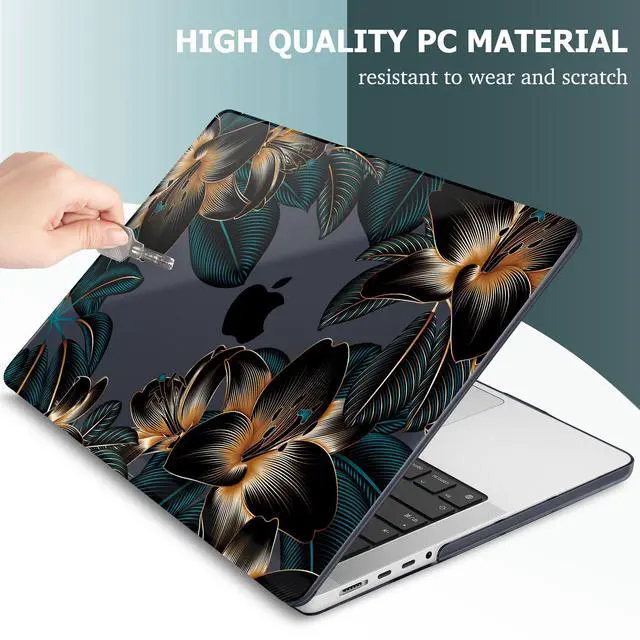 Alt view image 3 of 5 - May Chen Case for M4 MacBook Pro 14 inch Case A3112 A3401 Max A3185, M3 A2918 A2992, M2 A2779 M1 A2442, 2024 2023 2022 2021 Release, Plastic Hard Shell Case with Keyboard Cover, Golden Lilies Flowers