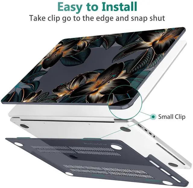 Alt view image 4 of 5 - May Chen Case for M4 MacBook Pro 14 inch Case A3112 A3401 Max A3185, M3 A2918 A2992, M2 A2779 M1 A2442, 2024 2023 2022 2021 Release, Plastic Hard Shell Case with Keyboard Cover, Golden Lilies Flowers