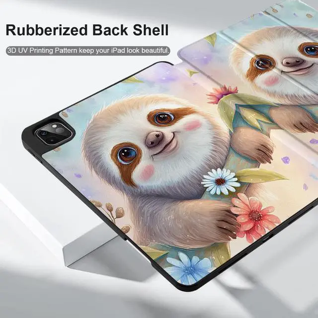 Alt view image 5 of 5 - MEEgoodo Case for iPad Pro 12.9 Case M2 6th/5th/4th/3rd Generation 2022 2021 2020 2018, Protective Tablet Cover with Soft Back Shell for Kids, Smiling Sloth