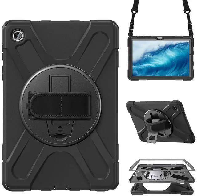 Main image of Case for Samsung Galaxy Tab A9 Plus/A9+ 11'' 2023 (SM-X210/X216/X218),Portable Heavy Duty Dropproof Protective Cover Case with 360 Rotating Stand,Handle & Shoulder Strap,Stylus Pen (New Black)