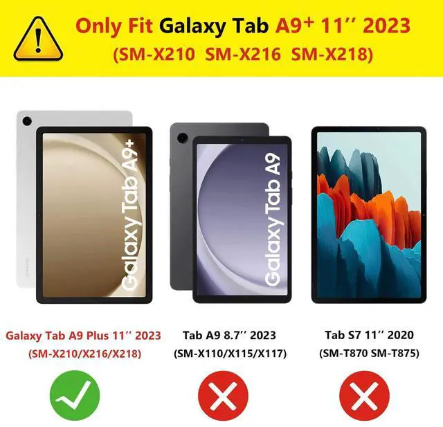 Alt view image 2 of 5 - Case for Samsung Galaxy Tab A9 Plus/A9+ 11'' 2023 (SM-X210/X216/X218),Portable Heavy Duty Dropproof Protective Cover Case with 360 Rotating Stand,Handle & Shoulder Strap,Stylus Pen (New Black)