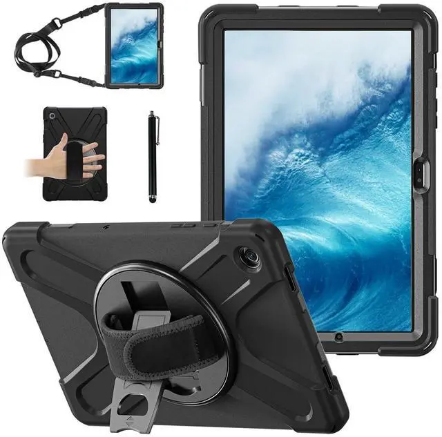 Alt view image 3 of 5 - Case for Samsung Galaxy Tab A9 Plus/A9+ 11'' 2023 (SM-X210/X216/X218),Portable Heavy Duty Dropproof Protective Cover Case with 360 Rotating Stand,Handle & Shoulder Strap,Stylus Pen (New Black)