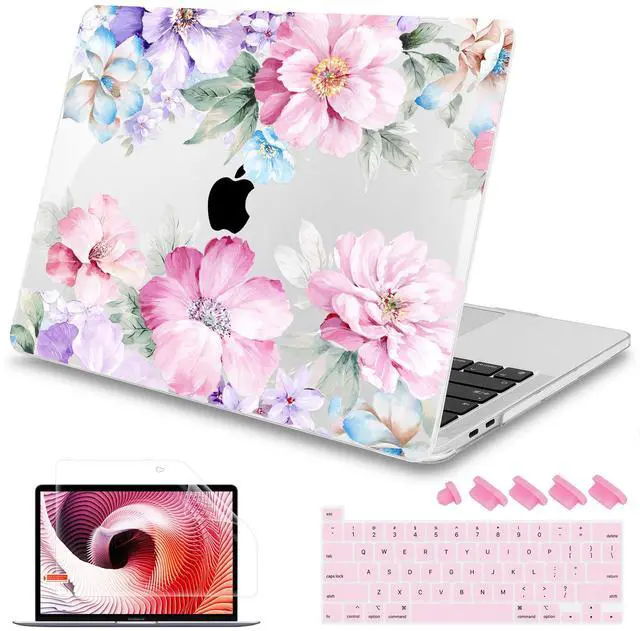 Main image of Mektron for MacBook Pro 16 inch Case 2020 2019 Release A2141, Soft Touch Plastic Laptop Case Pro 16-inch with Touch Bar & ID, Illustration Flower