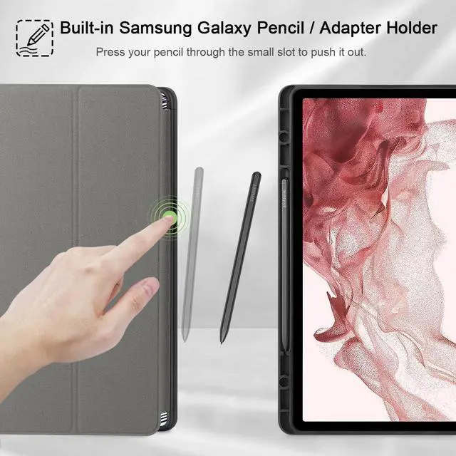 Alt view image 3 of 5 - Mektron Case for Samsung Tab S9 /S9 FE Plus 12.4 Inch 2023 Model X810/X816B/X818U, Built-on Pencil Holder Hard Cover with Auto Wake/Sleep, Multi-Angle Stand for Galaxy S9 Plus, Blooming Chrysanthemums
