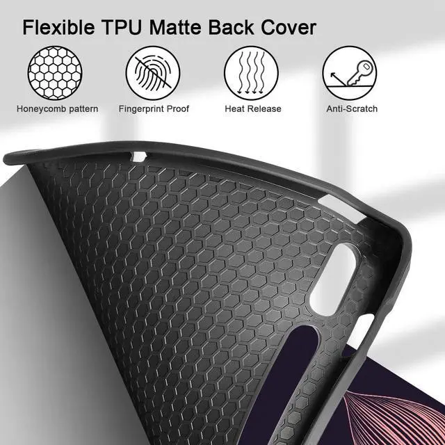 Alt view image 4 of 5 - Mektron Case for Samsung Tab S9 /S9 FE Plus 12.4 Inch 2023 Model X810/X816B/X818U, Built-on Pencil Holder Hard Cover with Auto Wake/Sleep, Multi-Angle Stand for Galaxy S9 Plus, Blooming Chrysanthemums