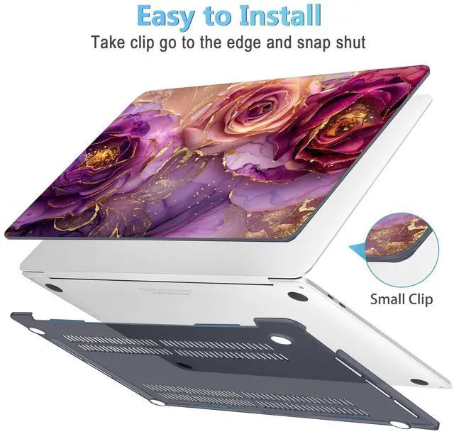 Alt view image 3 of 5 - Mektron Case for MacBook Pro 16 Inch A2141 Cover 2019 Release 16" with Liquid Retina Display/Touch ID, Plastic Hard Shell with Keyboard Skin & Screen Protector & Dust Plug, Marble Flowers