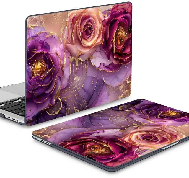 Alt view image 5 of 5 - Mektron Case for MacBook Pro 16 Inch A2141 Cover 2019 Release 16" with Liquid Retina Display/Touch ID, Plastic Hard Shell with Keyboard Skin & Screen Protector & Dust Plug, Marble Flowers
